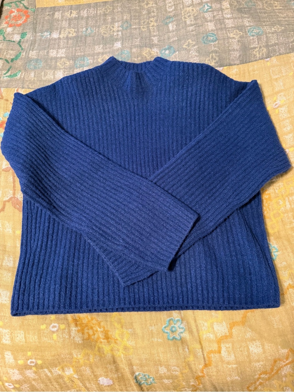 Uniqlo Ribbed Crewneck Sweater - Deep Royal Blue